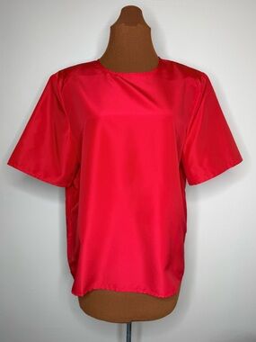 NWT Vintage BFA Classics Red Short Sleeve Satiny Blouse Size Large